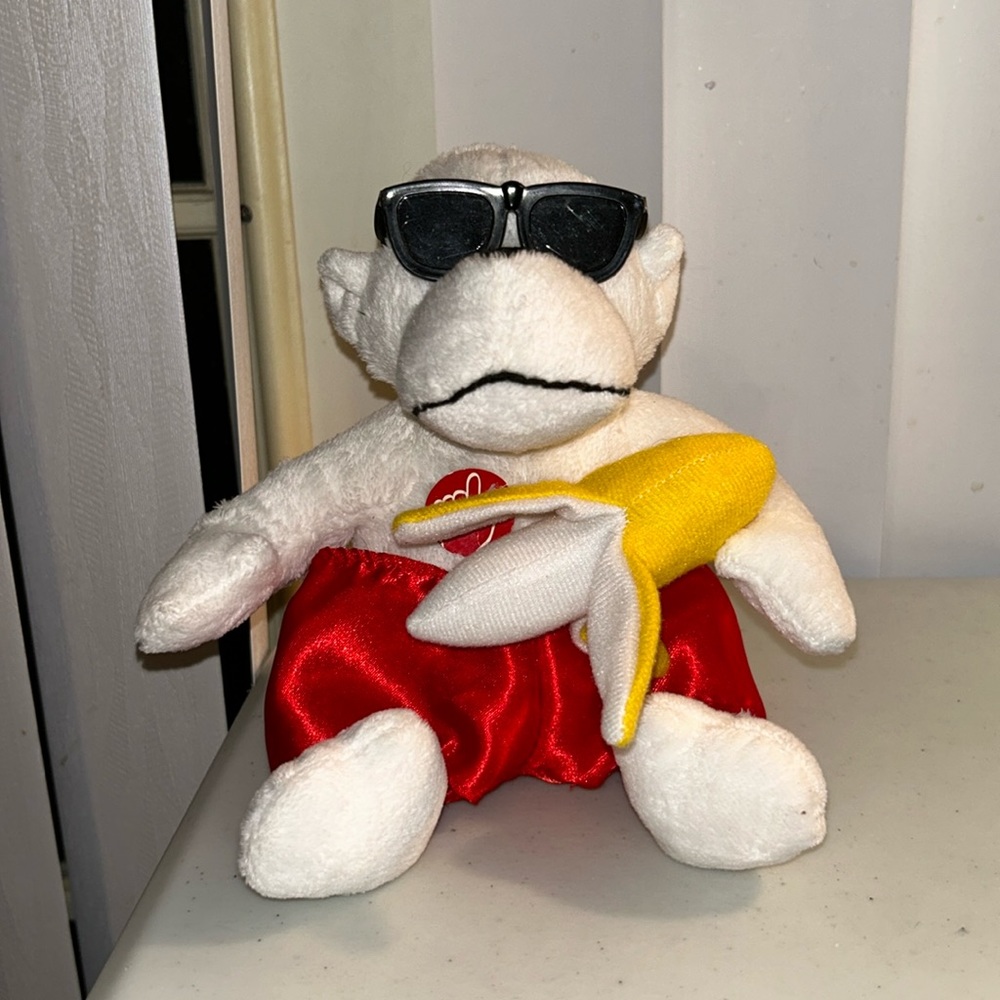NOS Dan Dee Vtg White Talking Monkey “”I’m bananas over you” Plushie